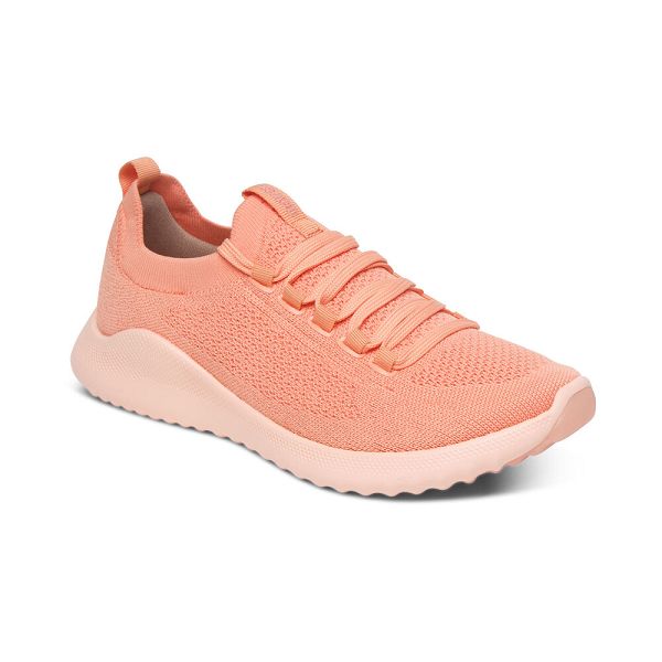Aetrex Women's Carly Arch Support Sneakers Peach Shoes UK 0495-739